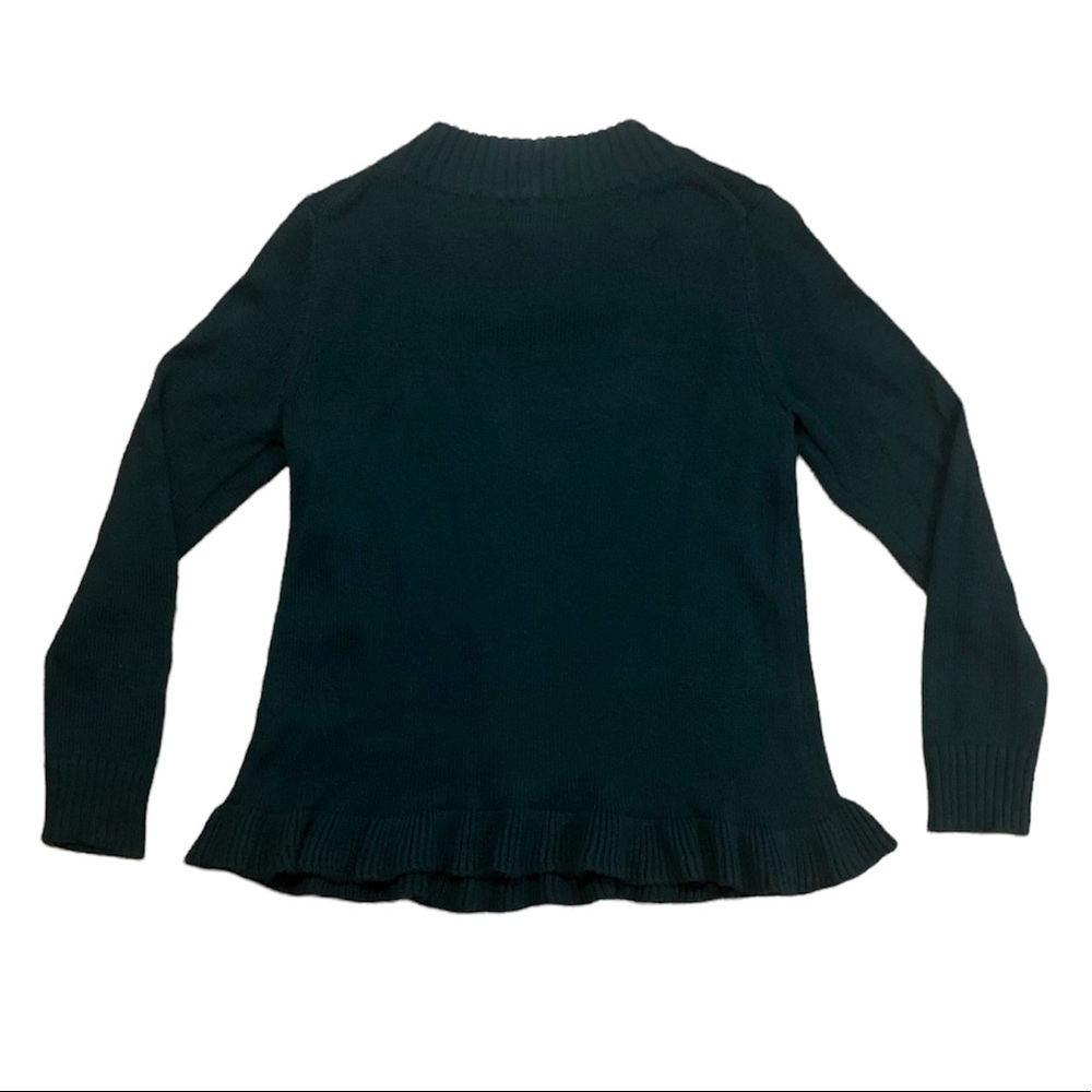 Old Navy green crew neck scalloped bottom sweater, SP - Picture 2 of 5